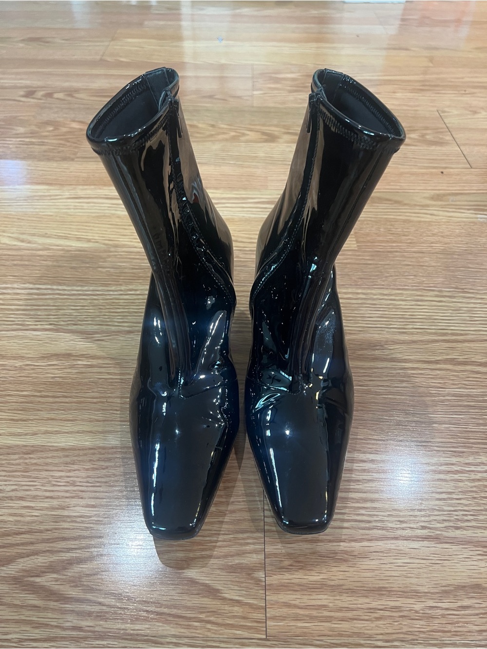 Loeffler Randall Thandy Black Patent Square-Toe Ankle Booties W 9.5